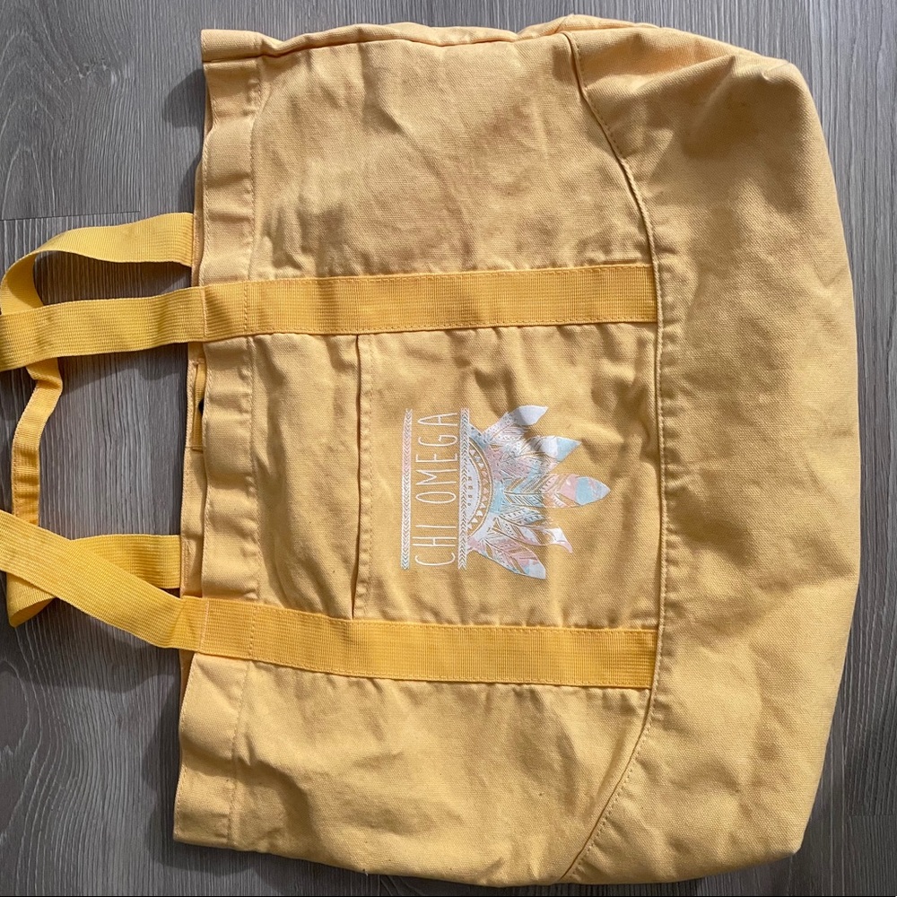 Yellow Chi Omega tote bag